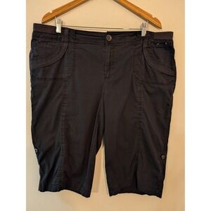 Khakis & Company Women's Capri Pants Size 18 Black Elastic Waist Side Snap